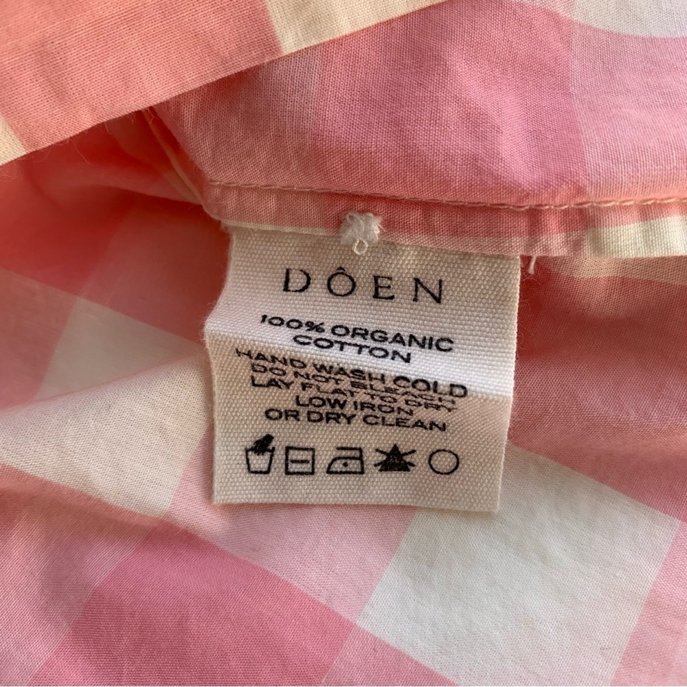 NWT Doen Paz Cotton Pink Ruffle Collar Pajama Blouse Top Rosette Gingham - Picture 11 of 11
